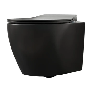 DeerValley Wall Hung Toilet Without Cistern, 1.6 GPF/1.1 GPF Double Flush Compact Rimless Ceramic Toilet Bowl with Soft Closed Seat - Black