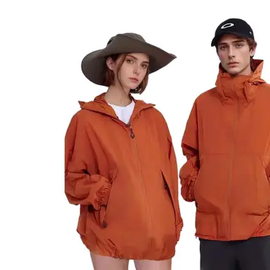 ochama [Original Yarn Sun Protection Clothing UPF170+] Outdoor Sun Protection Clothing Cool Breathable Jacket Skin Clothing Men and Women Orange S