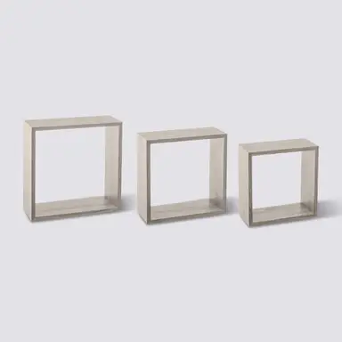 Wandplank Cube Grijs Eiken Groot Set van 3