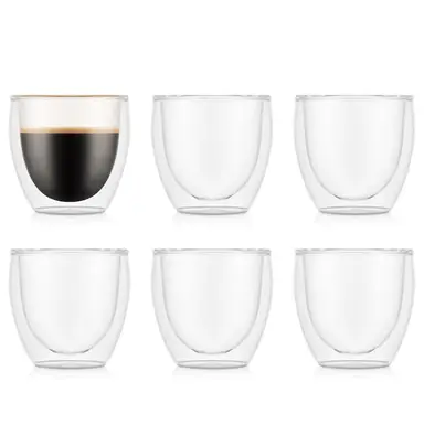 Bodum PAVINA Set of 6 - 80ml Double Walled Thermo Glasses - Extra Small