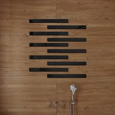 10pcs PVC mirror stickers, vertical stripes, gold-colored, self-adhesive, multi-piece pack, minimalist decorative splicing mirror for living room and bathroom.black,3*35