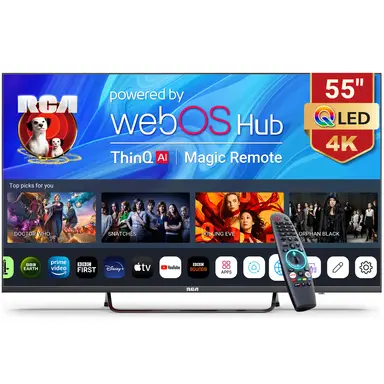RCA RW55UQ1CS 55" 4K QLED Smart TV – Powered by webOS Hub