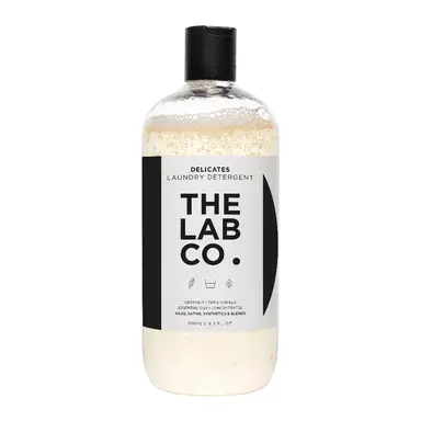 The Lab Co. Laundry Detergent Wash for Delicates 500ml - for satin, silks, lace, lingerie, delicate fabrics and clothing. Non-Bio and Non-toxic. Up to 32 washes