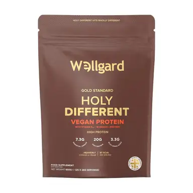 Wellgard Holy Different Vegan Protein Nutrition Powder Cookies & Cream Flavour - 650g