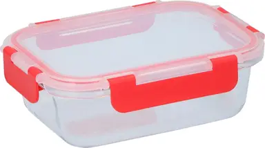 Alpina vershouddoos van borosilicaatglas - transparant/rood, 620 ml