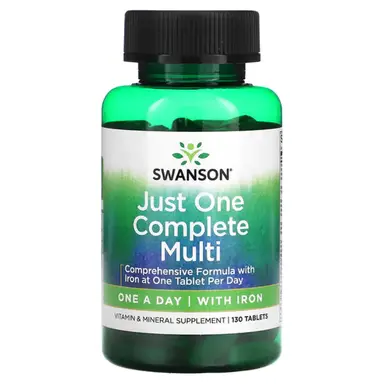 Swanson Multivitamin Daily Wellness Support + Iron Century Formula - 130 Tablets
