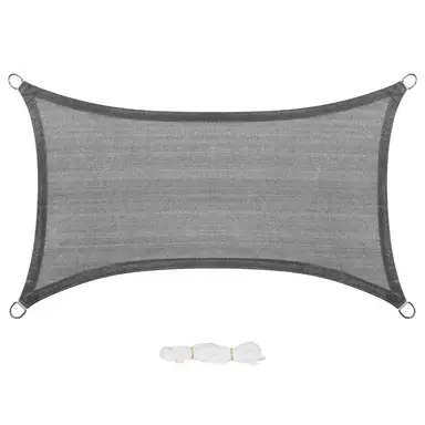 EUGAD Sonnensegel 200g/m² mit Befestigungsseilen, Premium HDPE wetterfest atmungsaktiv rechtwinkliges Dreieck, luftdurchlässig, wasserdurchlässig, für Terrasse, Garten, Balkon, Camping, 2x4m, Grau, Kunststoff, Rechteck