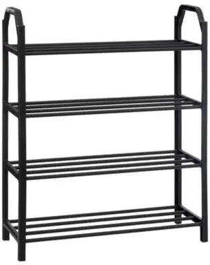 5five Schoenenrek - Staand rek voor 8 paar - Zwart, 50 x 18,5 x 64 cm