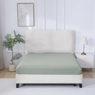 MEROPE, Nylon/Spandex Cooling-feel Fitt sheet, 150x200+30cm, grey green, 1pack