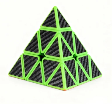 Pyraminx 3 x 3 Puzzle pyramide en fibre de carbone - Noir/vert