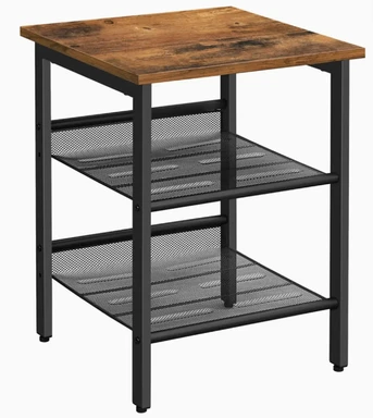 VASAGLE Table basse de salon, table de chevet pour chambre à coucher, avec 2 étagères réglables en maille, construction en métal stable, LET23X