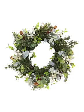 Daisy Darcy 50cm Floriage Berry Wreath with Natural Material Pinecones