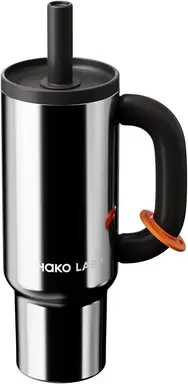 CHAKO LAB BaWang Insulated Stainless Steel Tumbler Tumbler with Handle and Straw 33oz Cup Holder Friendly for Travel Leakproof Water Bottle BPA-Free 316 stainless steel liner Silver