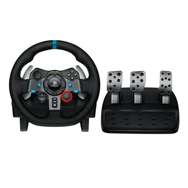 Logitech G29 Driving Force Racing Wheel, Dual-Motor-Force-Feedback, 900°-Lenkradwinkel, Leder-Lenkrad, verstellbare Edelstahl-Bodenpedale - für PS4/PS3/PC/Mac - Schwarz