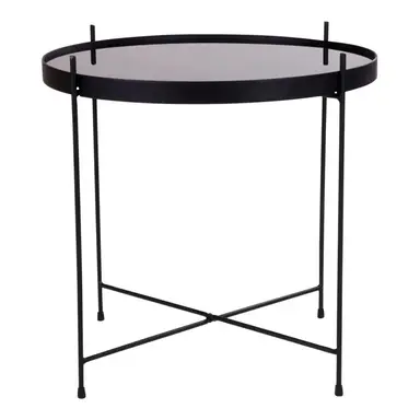 House Nordic Table basse, Noir, acier poudré, verre, Ø 48 x 48 cm