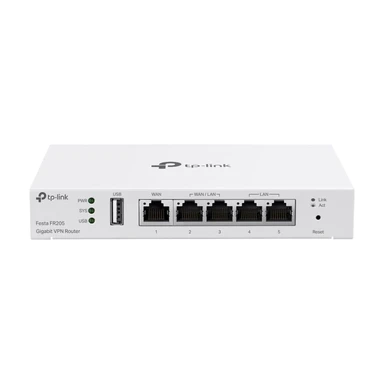 TP-Link Festa FR205 Gigabit-VPN-Gateway, ohne WiFi, 5 Gigabit-Ports, 1 USB-WAN-Port, unterstützt IPSec, PPTP, L2TP und OpenVPN, kostenlose Cloudverwaltung, Businesslevelqualität