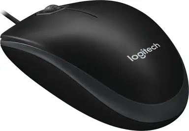 Logitech B100 Kabelgebundene Maus, USB-Anschluss, 800 DPI Optischer Sensor, 3 Tasten, Beidhändig, PC/Mac - Schwarz