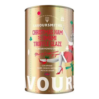 Savoursmiths Christmas Ham with Umami Truffle Glaze Flavour Potato Crisps in Tin 100g