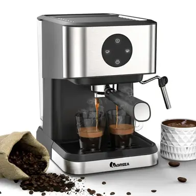 IAGREEA Machine à expresso 20 bars, avec mousseur à la vapeur, réservoir à eau de 50 oz, pour cappuccino et latte, acier inoxydable, fonction réchauffeur pour tasses, pour la maison