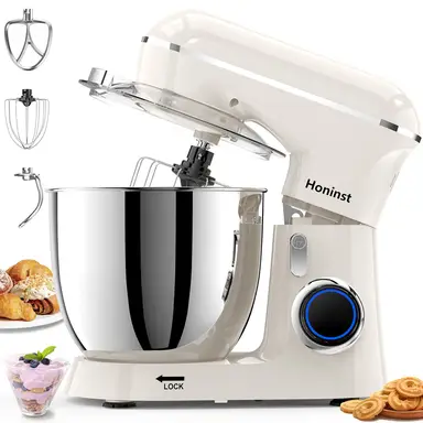 Honinst Stand Mixer, 6.5QT 10-Speed Tilt-Head Electric Stand Mixer, 3-In-1 Kitchen Mixer with Bowl, Dough Hook, Whisk and Beater, Food Mixer for Baking, Cake and Most Home Cooks