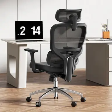 SIHOO Ergonomischer Bürostuhl – Verstellbarer Schreibtischstuhl mit dynamischer 3D-Lendenstütze, atmungsaktiver Netzrückenlehne, verstellbarem Kopfteil und PU-Armlehnen für das Homeoffice – (Schwarz)