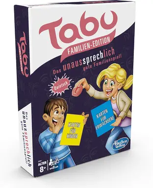 Hasbro Tabu Family Edition, with separate cards for children and adults, family game of the classic.