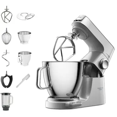 Kenwood Küchenmaschine Titanium Chef Baker XL (KVL85.124SI) mit integrierter Waage & 2 Rührschüssel - 7l und 5l - 1200W, inkl. 4tlg. Patisserie Set, silber
