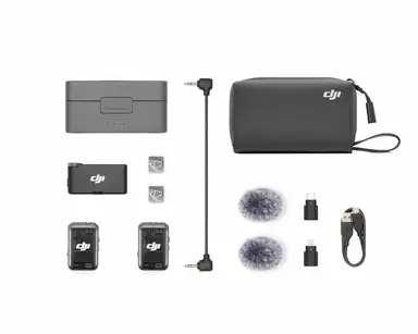 DJI Mic 2 (2 TX + 1 RX + Boîtier de recharge), Micro sans fil tout-en-un, Réduction Intel. du Bruit, Enregistrement interne 32 bits à Virgule Flottante, Portée de 250 m