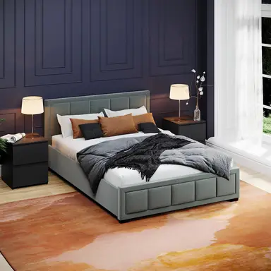 Vida Designs Bed Frame Vanita Fabric Light Grey Double