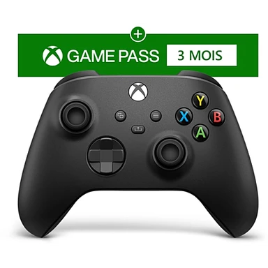 Xbox Manette sans fil noire + 3 mois Game Pass Ultimate Xbox Series