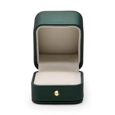 Boîte de pendentif de bague Oirlv élégante noir-vert foncé en cuir de qualité supérieure - Étui de bijoux pour la demande en mariage, l'engagement, le mariage, boîte de rangement de bague nuptiale en métal avec bouton-pression.