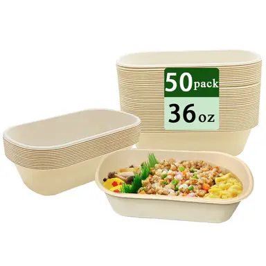 Ruibamboo disposable bamboo fiber bento box 36oz
50pack