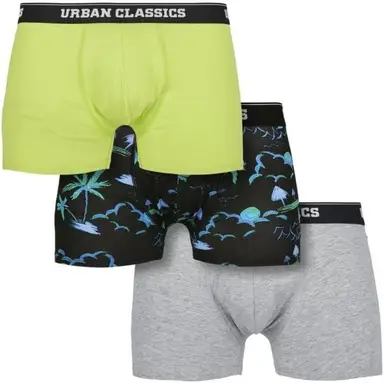 Urban Classics Boxershorts 3-pack onderbroeken - island groen + limoen + grijs, maat L