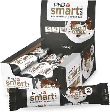 PhD Smart Protein Nutrition Bar Cookies & Cream Flavour - 12 x 64g