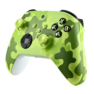 Rexsun Manette de jeu sans fil 2,4 GHz à double alimentation compatible Xbox One et PC - Camouflage vert