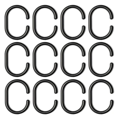 Croydex Shower Curtain Rings C Shape Black 12pcs