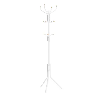 SONGMICSHOME Metal Hall Tree, Freestanding Coat Rack with 12 Hooks for Entryway, Clothes and Hats, White