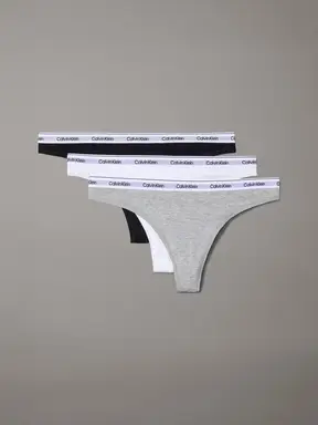 Calvin Klein Thong 3-pack - Zwart / Grijs melange / Wit - Dames - 2XL