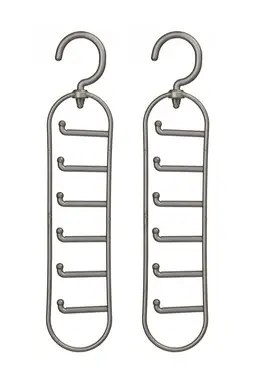 Essentials by Premier  Set of 2 Grey Plastic Tie Organiser,Tie Hanger Rack, Tie Drawer Organiser, Ideal Closet System Components