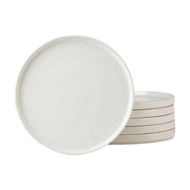 Richmount 6-teiliges Vorspeisenteller-Set mit Rand und Sesamglasur - Strahlend Weiß
