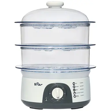 Bear Elektrischer Dampfgarer DZG-304, 3 Ebenen, 650–775 W, 10 l Fassungsvermögen, 60-Minuten-Timer, Dampfgarer, Dampfkocher, 775 W