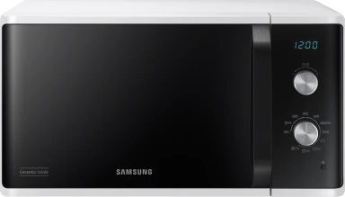 Samsung MG23K3614AW/EG Mikrowelle mit Grill / 23 Liter Kochraum / 800 W / Großes Grill-Element für gleichmäßige Bräunung / Kratzfester keramischer Emaille-Innenraum in Weiß