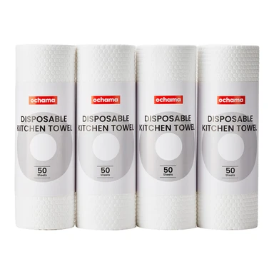 ochama herbruikbare keukendoeken, 200 vellen (50 vellen × 4 rollen), eenmalig keukenpapier, zeer water- en olieabsorberend, herbruikbaar, verdikt, nat en droog te gebruiken, groot formaat met hoog gewicht per m²
