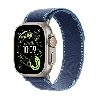 APPLE Watch Ultra 3 GPS + Mobiel 49mm Natuurlijk titanium kast met Blauw/Helderblauw Trail Loop - S/M