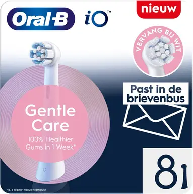 ORAL-B iO Gentle Care - Opzetborstels Wit - 8 stuks Zachte Reiniging Ronde Ontwerp Gentle Care 8 Stuks Wit