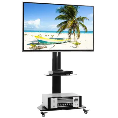 Swivel TV Stand on Wheels for 27"- 65" TV, Height Adjustable Mobile TV Cart Trolley holds 50kg