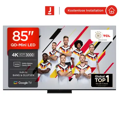 TCL 85Q7C QLED Mini LED Fernseher, 85 Zoll, 4K HDR Premium, Dolby Vision IQ & Atmos, Smart TV mit Google TV, Bang & Olufsen 6.2.2 Sound, 144Hz VRR, AMD FreeSync Premium Pro, HDMI 2.1, AirPlay 2, Alexa, IMAX Enhanced