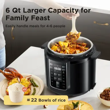 Midea Pressure Cooker 6L, 70% Faster 13 Presets, Recipes on line, 9-in-1 Multi Cooker(Yogurt Maker, Rice Cooker, Slow Cooker, Sauté, Steamer,etc.) Stainless Steels Inner Pot Non-Stick Dishwasher Safe