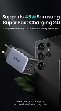 UGREEN Nexode S 65W GaN-oplader, compatibel met iPhone 17/16/15, MacBook, iPad Pro, Pixel 9, Samsung Galaxy S24/S23, Tab A8/S8, enz.