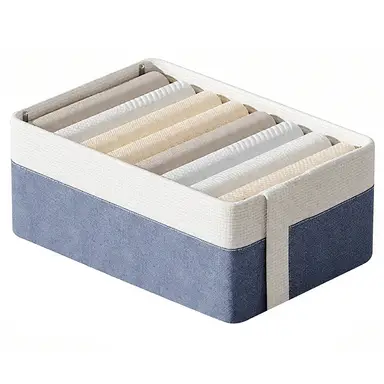 SNSP Lot de 2 boîtes de rangement en tissu de style tiroir - 26 L - Bleu denim